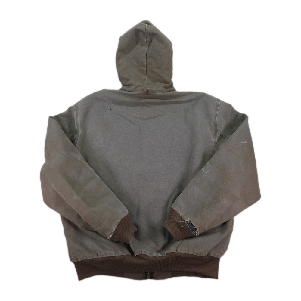 Vintage Carhartt Jacket J130 Brown Mens Large Full Zip Hooded - Picture 2 of 14